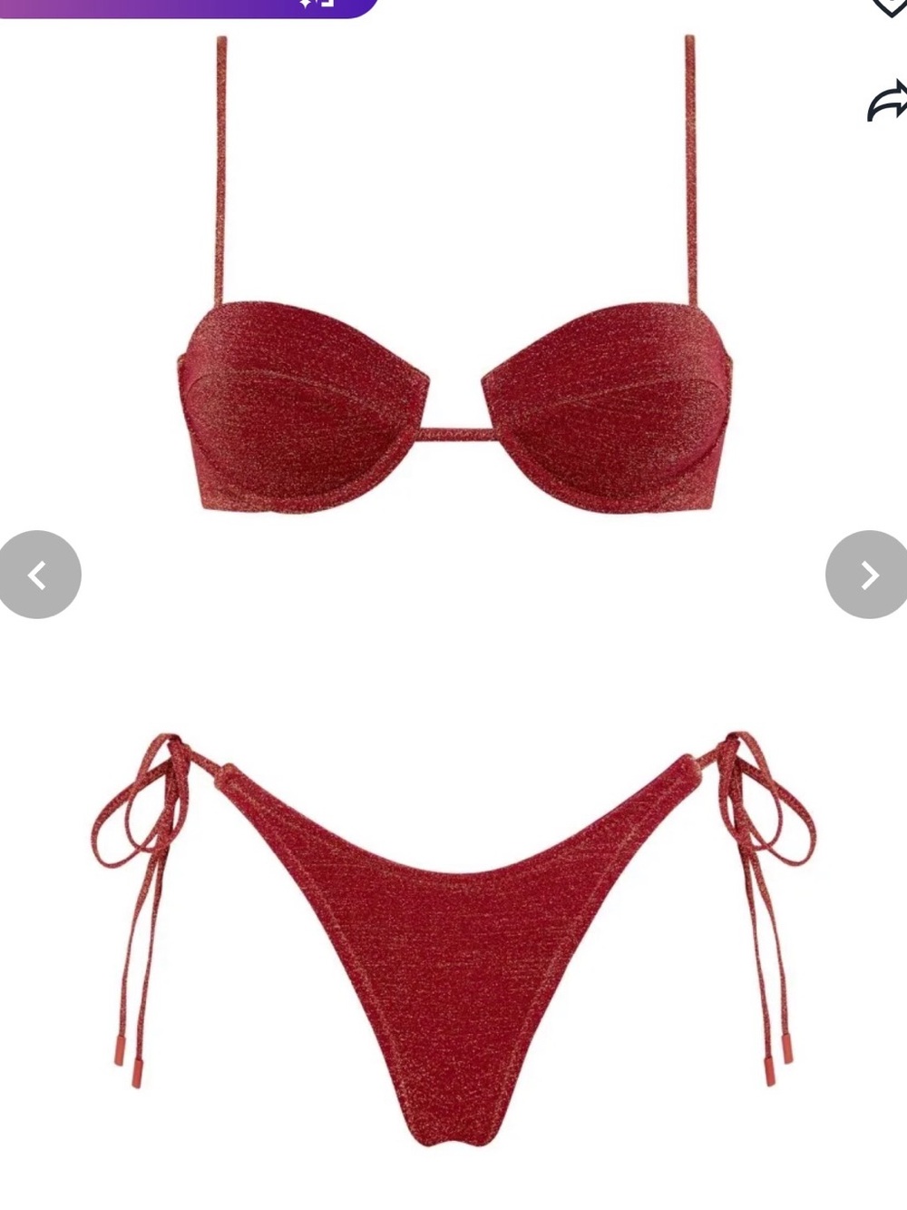 triangl swimwear Glitter Red Tie-Side Bikini Set